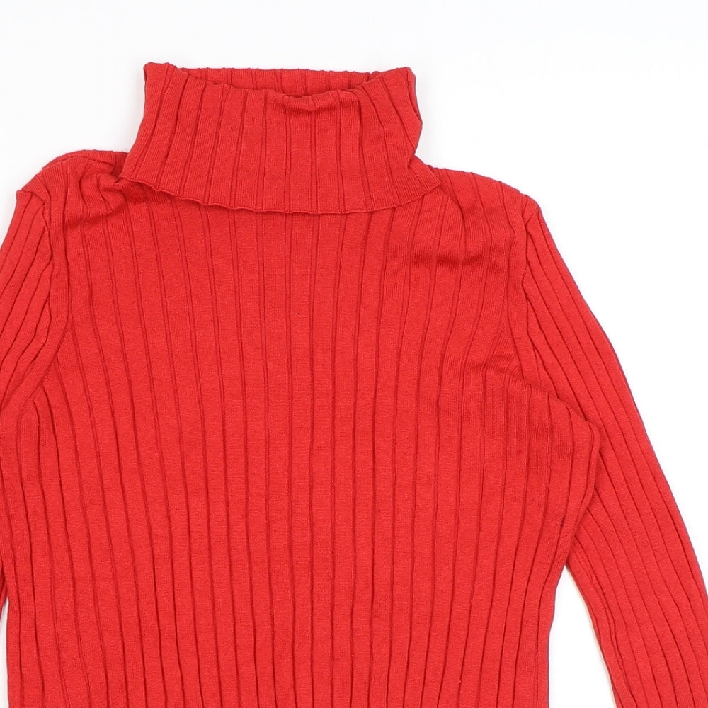 H&M Womens Red Roll Neck Viscose Pullover Jumper Size M
