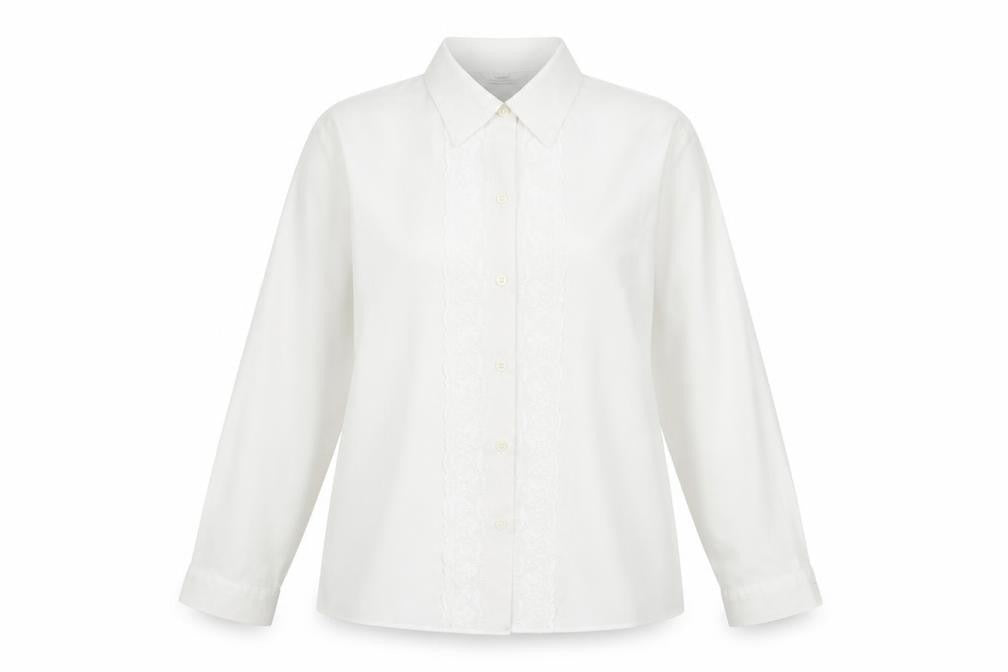 Marks and Spencer Womens White Polyester Basic Button-Up Size 12 Collared
