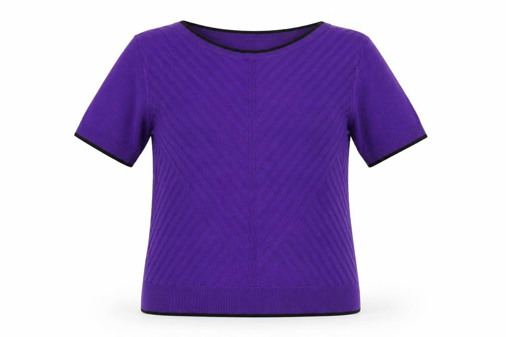 Front view of Principles women’s purple boat neck acrylic jumper, size UK 12