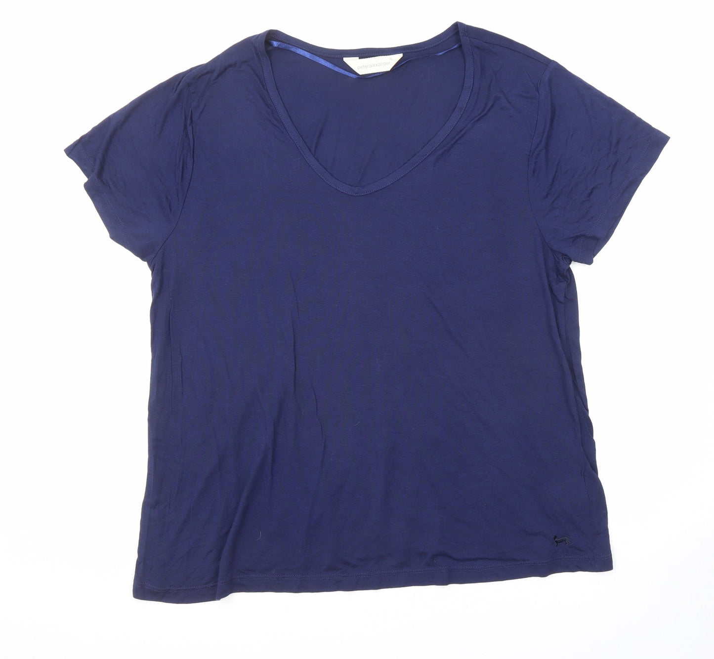 Peter Alexander Womens Blue Modal Basic T-Shirt Size XL V-Neck