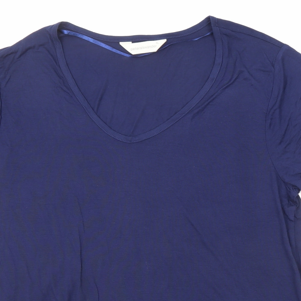Peter Alexander Womens Blue Modal Basic T-Shirt Size XL V-Neck