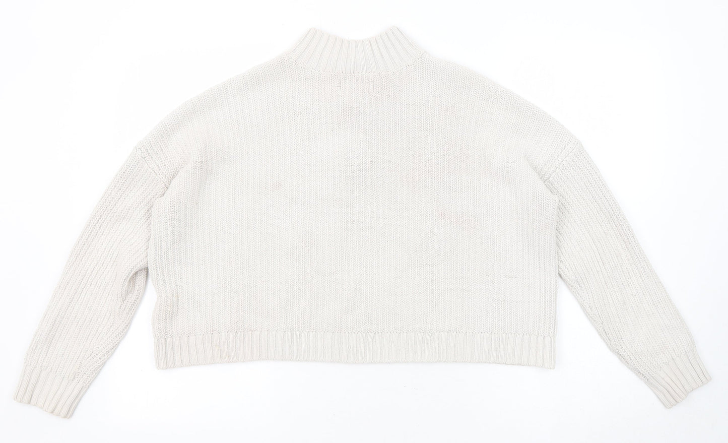 Hollister Womens Grey Mock Neck Cotton Pullover Jumper Size M