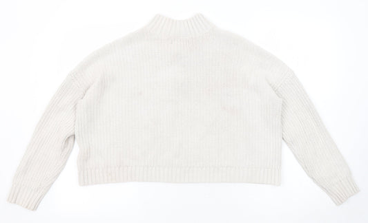 Hollister Womens Grey Mock Neck Cotton Pullover Jumper Size M