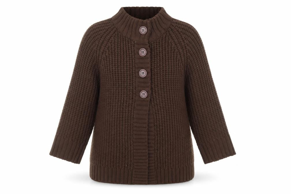 Pure & Natural Womens Brown High Neck Acrylic Cardigan Jumper Size 14