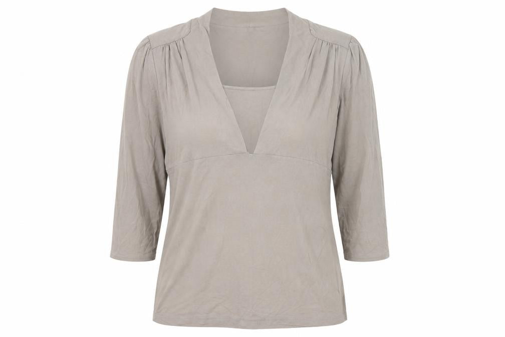 Marks and Spencer Womens Brown Viscose Basic Blouse Size 14 V-Neck