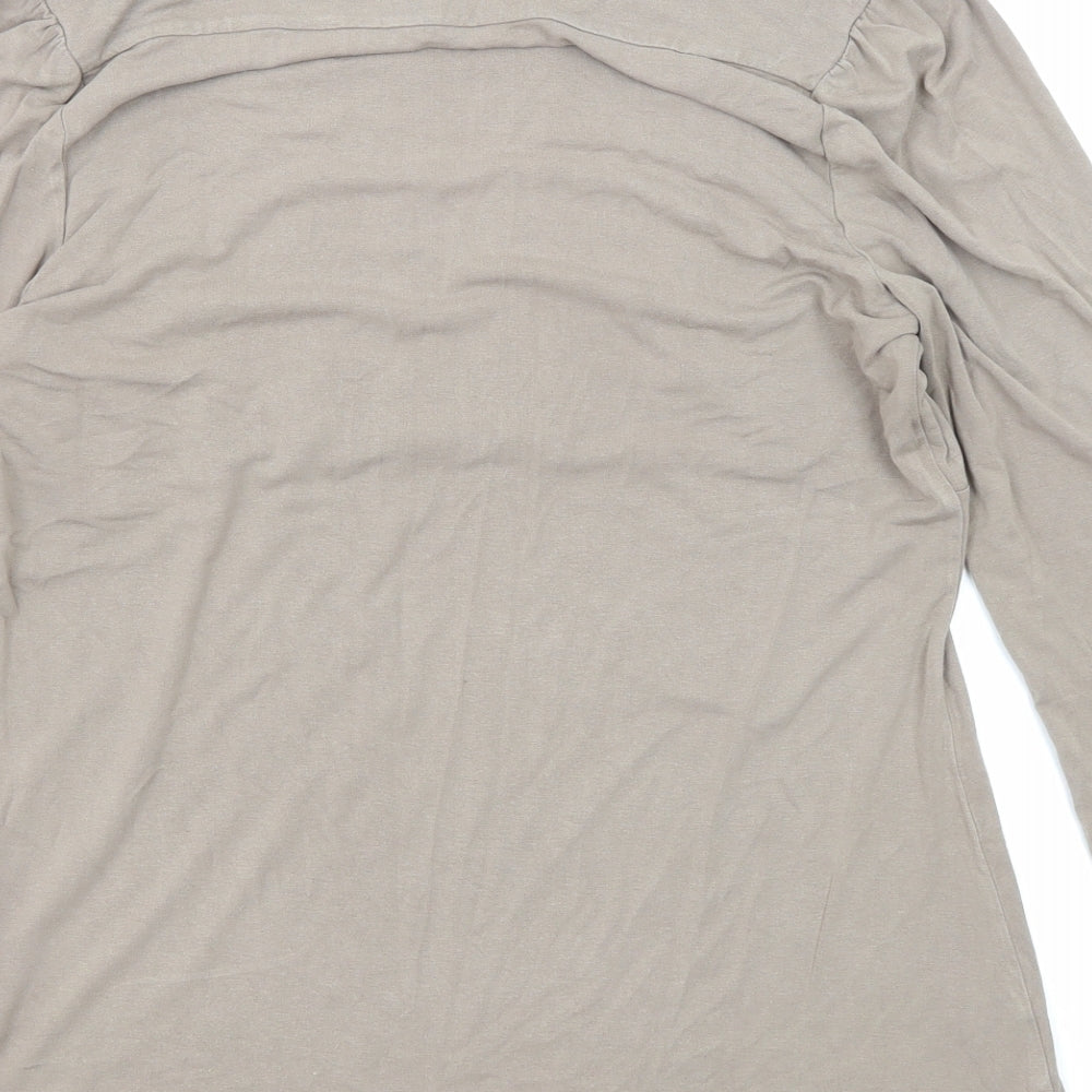 Marks and Spencer Womens Brown Viscose Basic Blouse Size 14 V-Neck