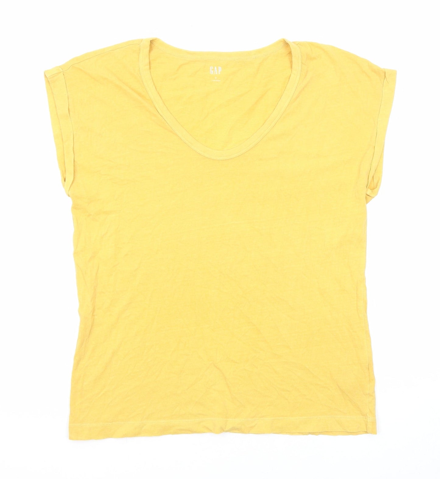 Gap Womens Yellow Cotton Basic Tank Size S Scoop Neck