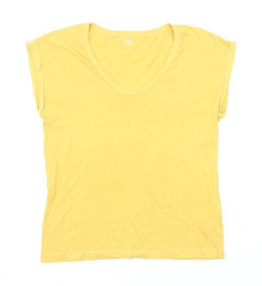 Gap Womens Yellow Cotton Basic Tank Size S Scoop Neck