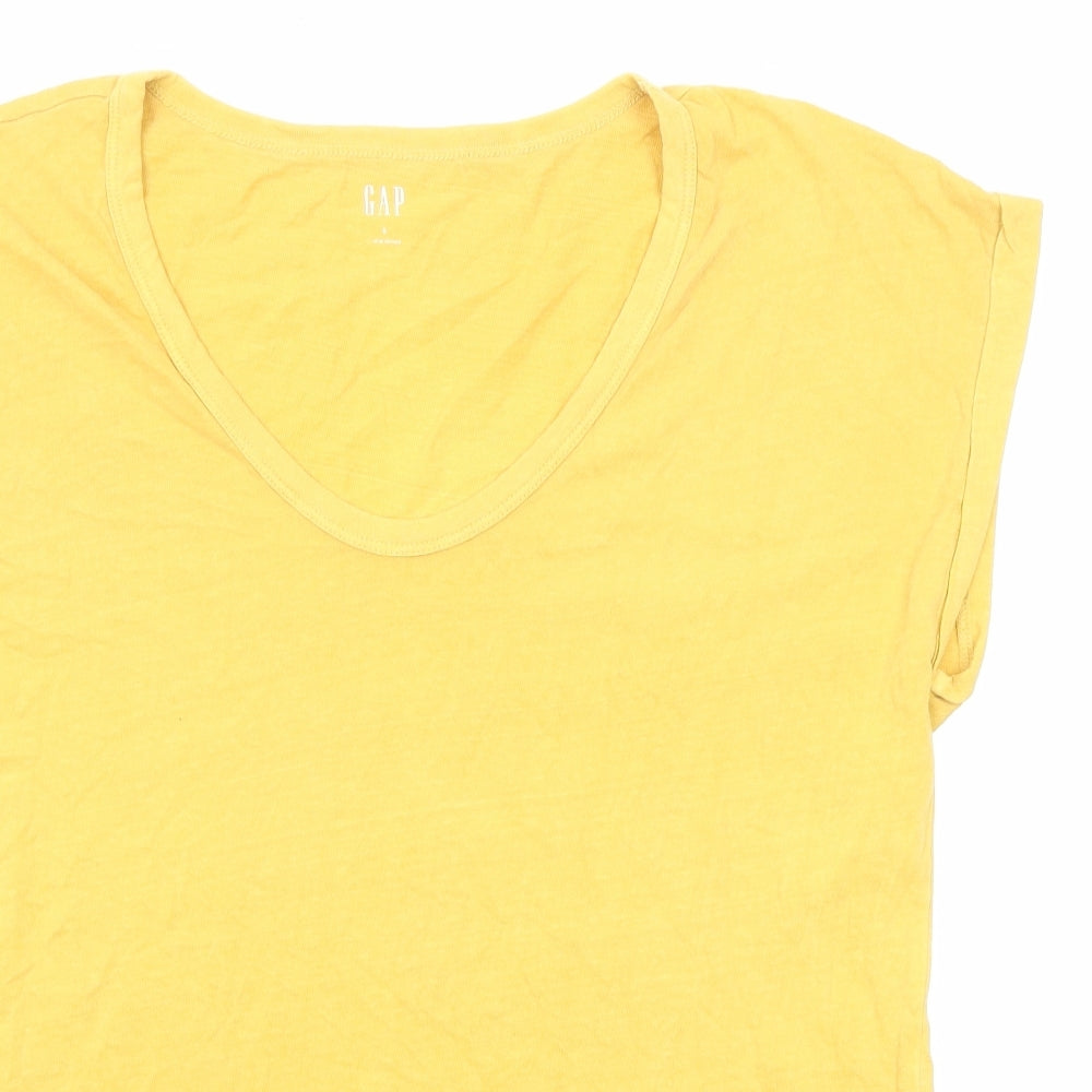 Gap Womens Yellow Cotton Basic Tank Size S Scoop Neck