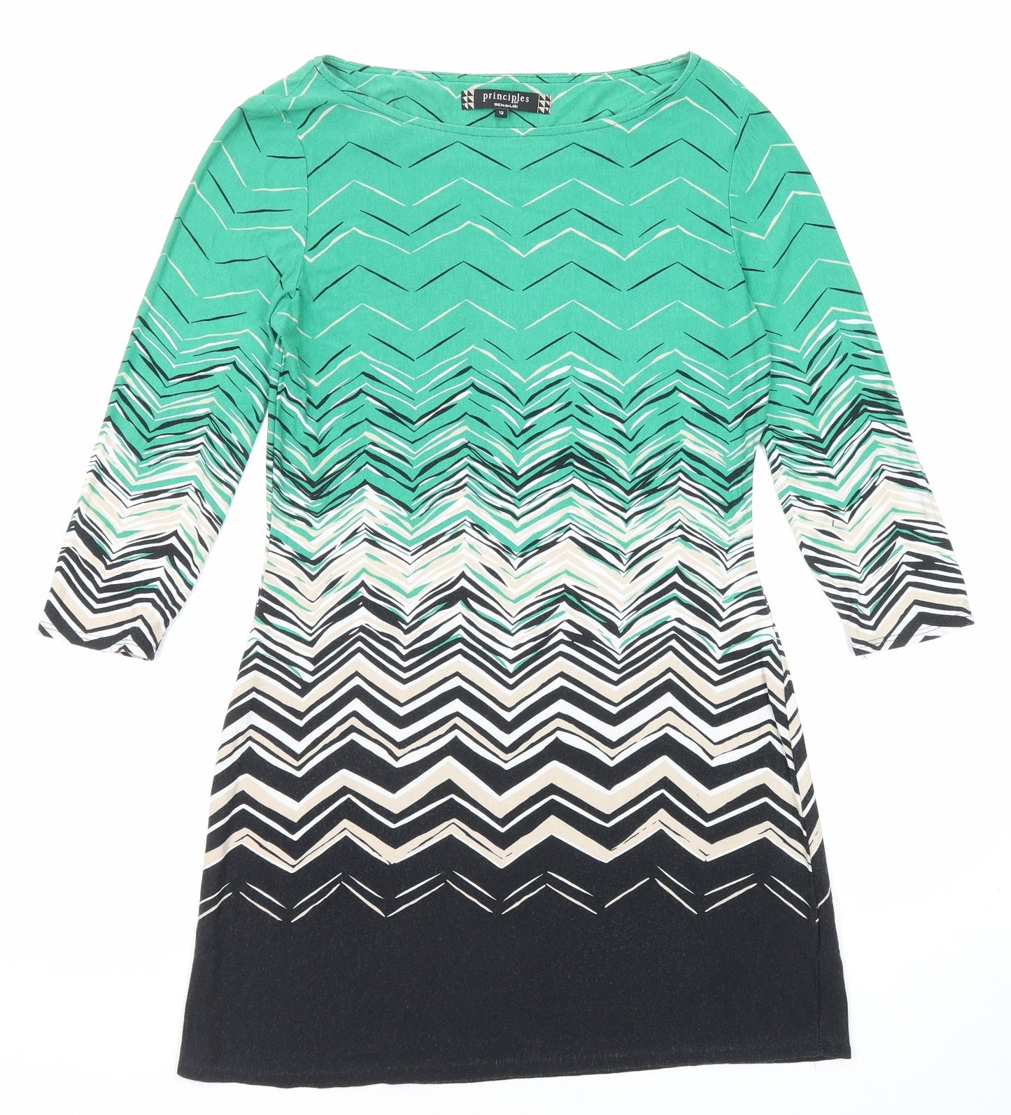 Principles Womens Multicoloured Geometric Viscose A-Line Size 12 Round Neck Pullover