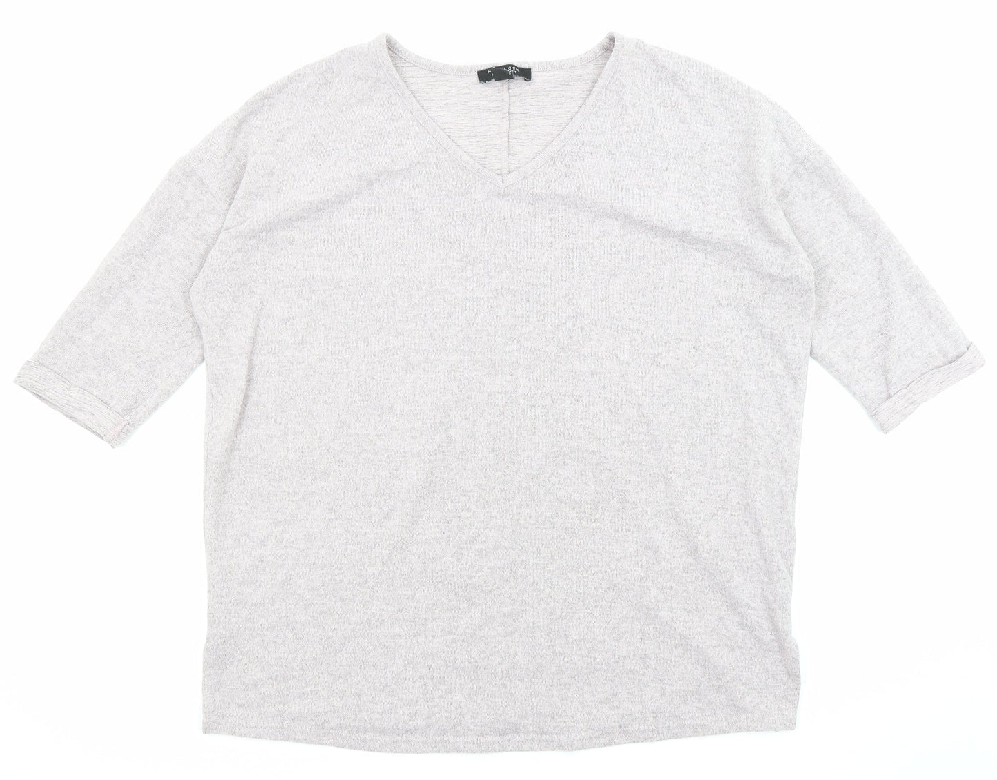 New Look Womens Grey V-Neck Polyester Pullover Jumper Size M