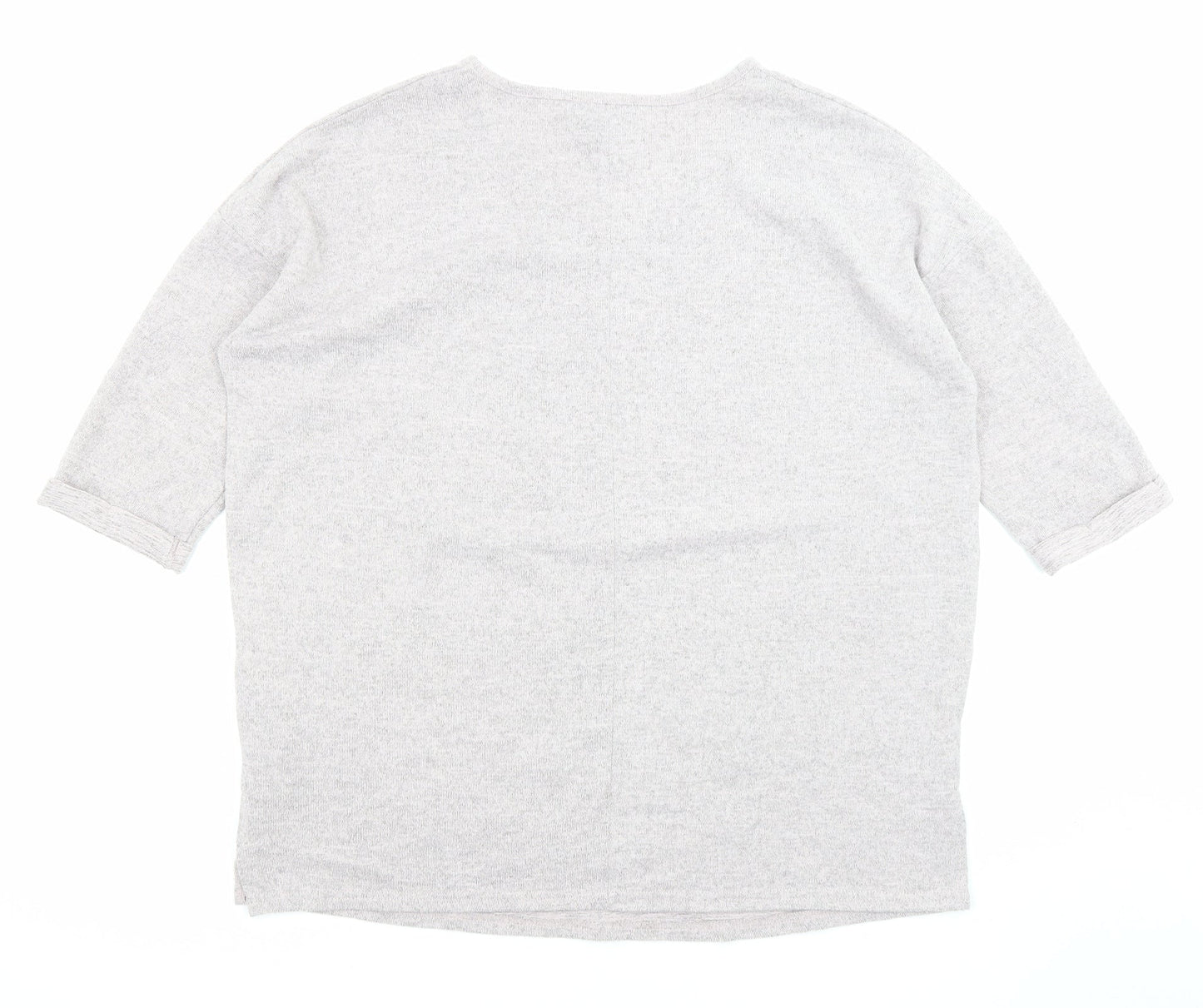 New Look Womens Grey V-Neck Polyester Pullover Jumper Size M