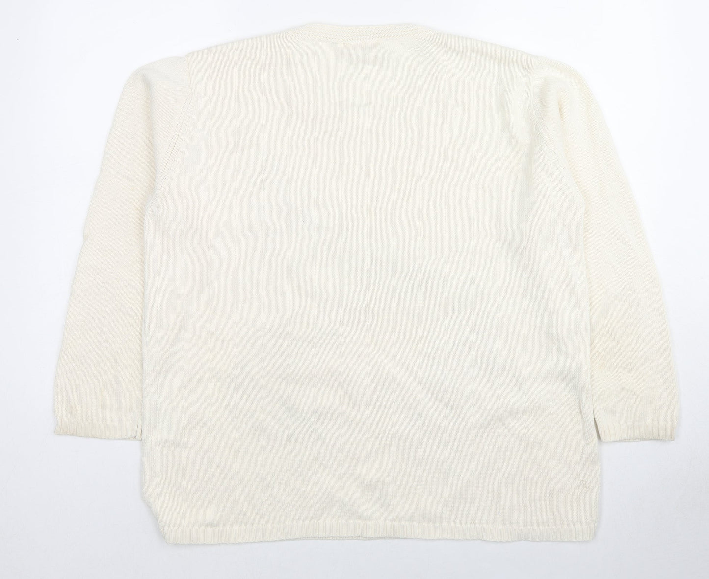 Betty Barclay Womens Ivory Round Neck Cotton Pullover Jumper Size XL - Butterfly