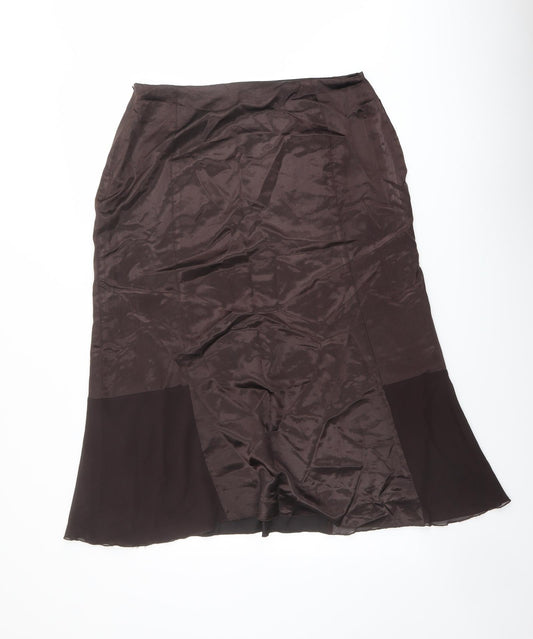 Klass Womens Brown Polyester A-Line Skirt Size 16 Zip