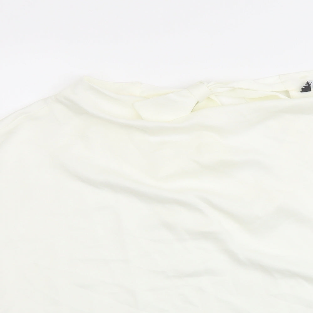 Zara Womens Ivory Polyester Basic T-Shirt Size L Cowl Neck