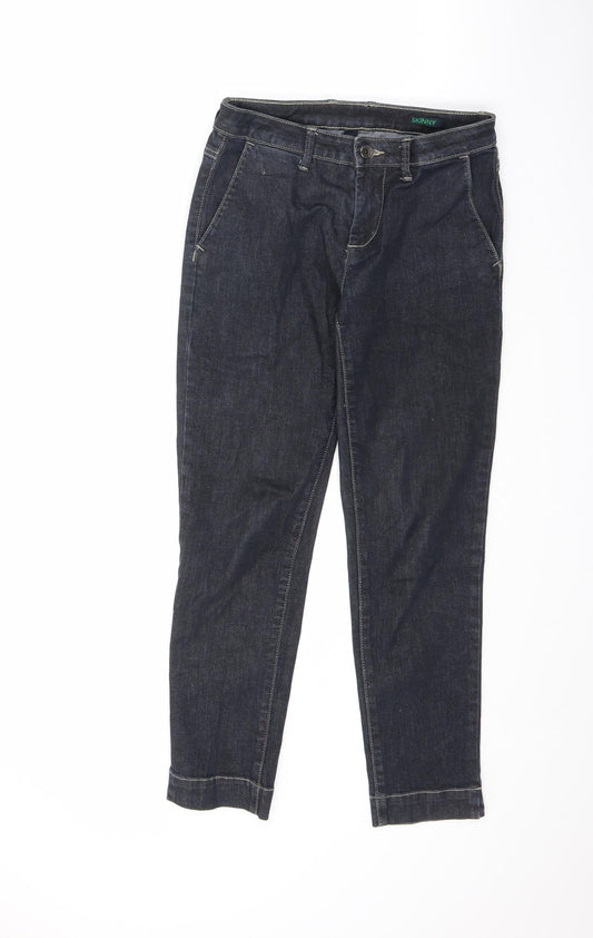 Benetton Jeans Womens Blue Cotton Straight Jeans Size 6 L25.5 in Regular Zip