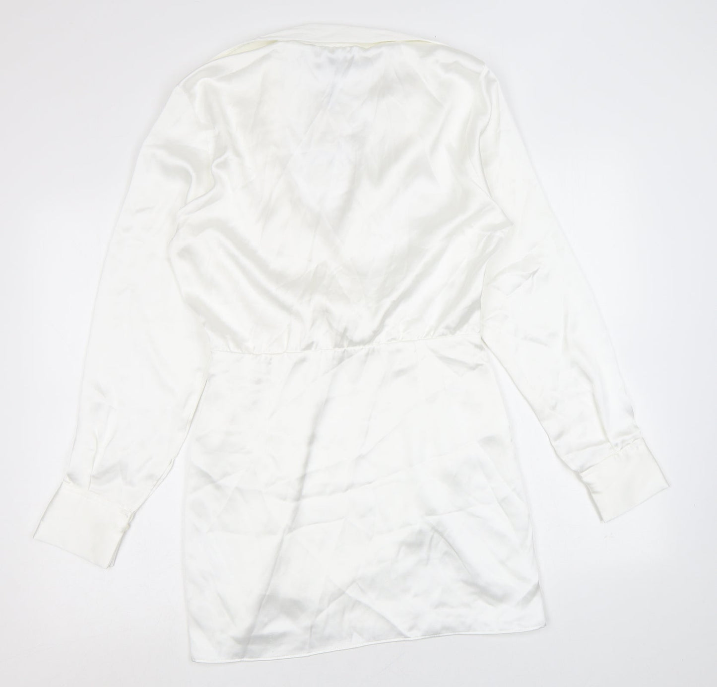 Zara Womens White Polyester A-Line Size S Collared Zip