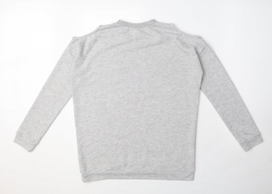 River Island Girls Grey Cotton Pullover Sweatshirt Size 11-12 Years Pullover