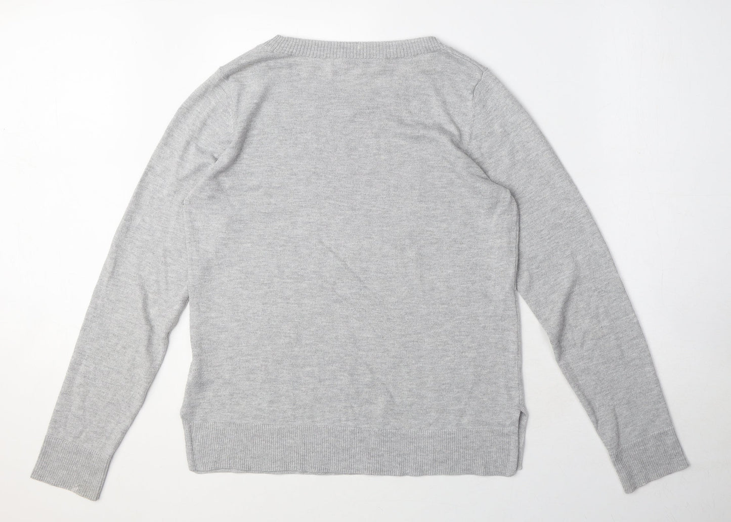 NEXT Womens Grey Round Neck Polyester Pullover Jumper Size 10