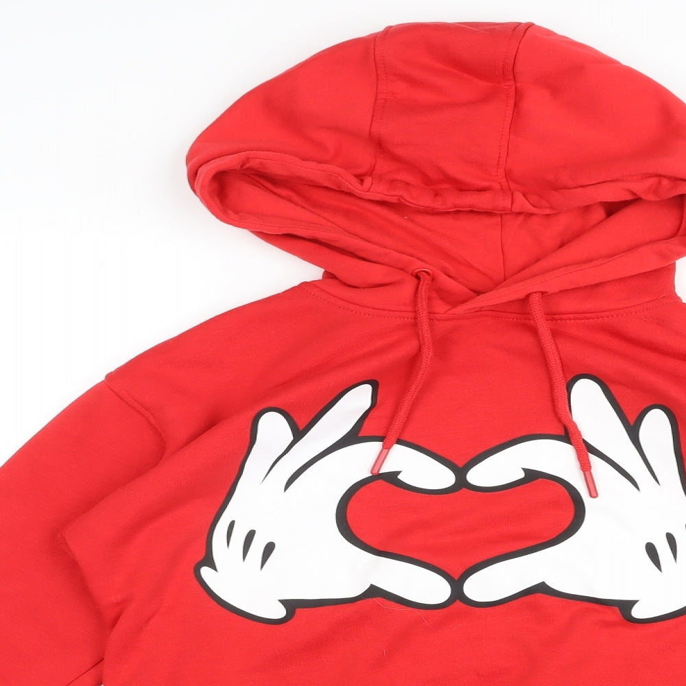 Disney Womens Red Polyester Pullover Hoodie Size XS Pullover