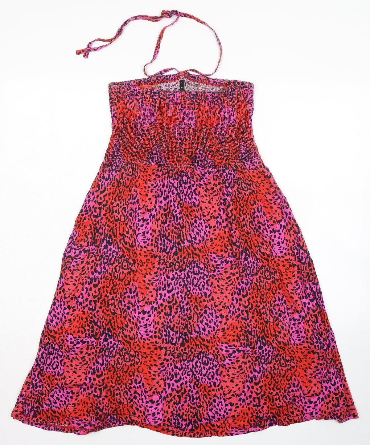 BHS Womens Multicoloured Animal Print Viscose Maxi Size M Halter Tie