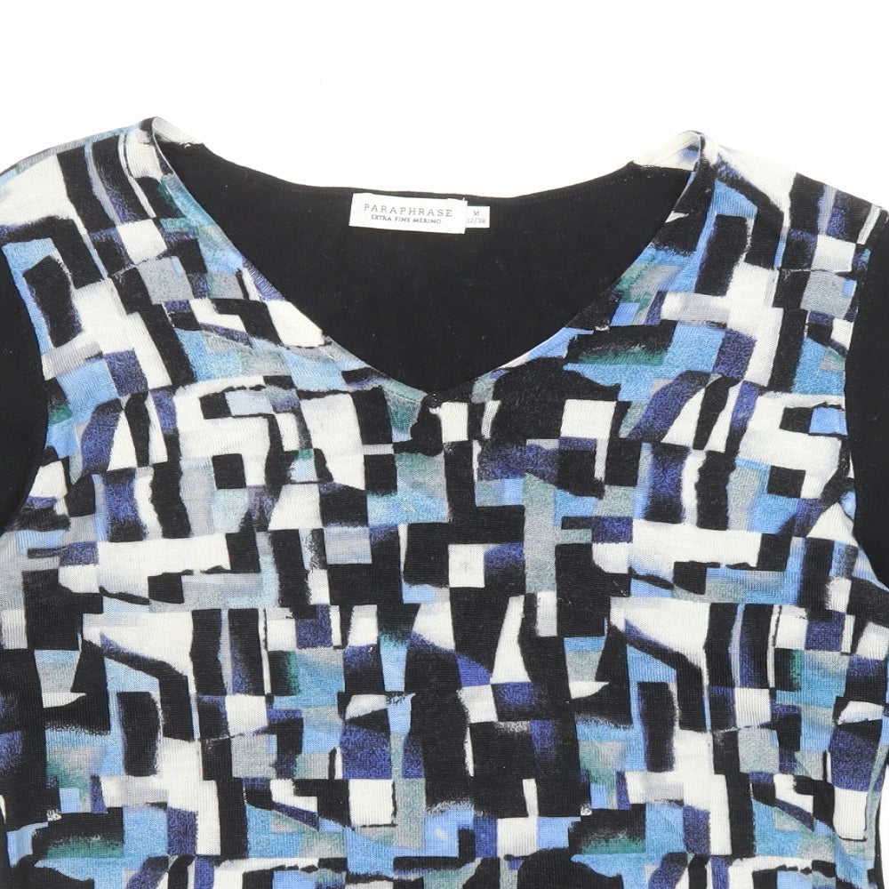 Paraphrase Womens Multicoloured V-Neck Geometric Wool Pullover Jumper Size 12