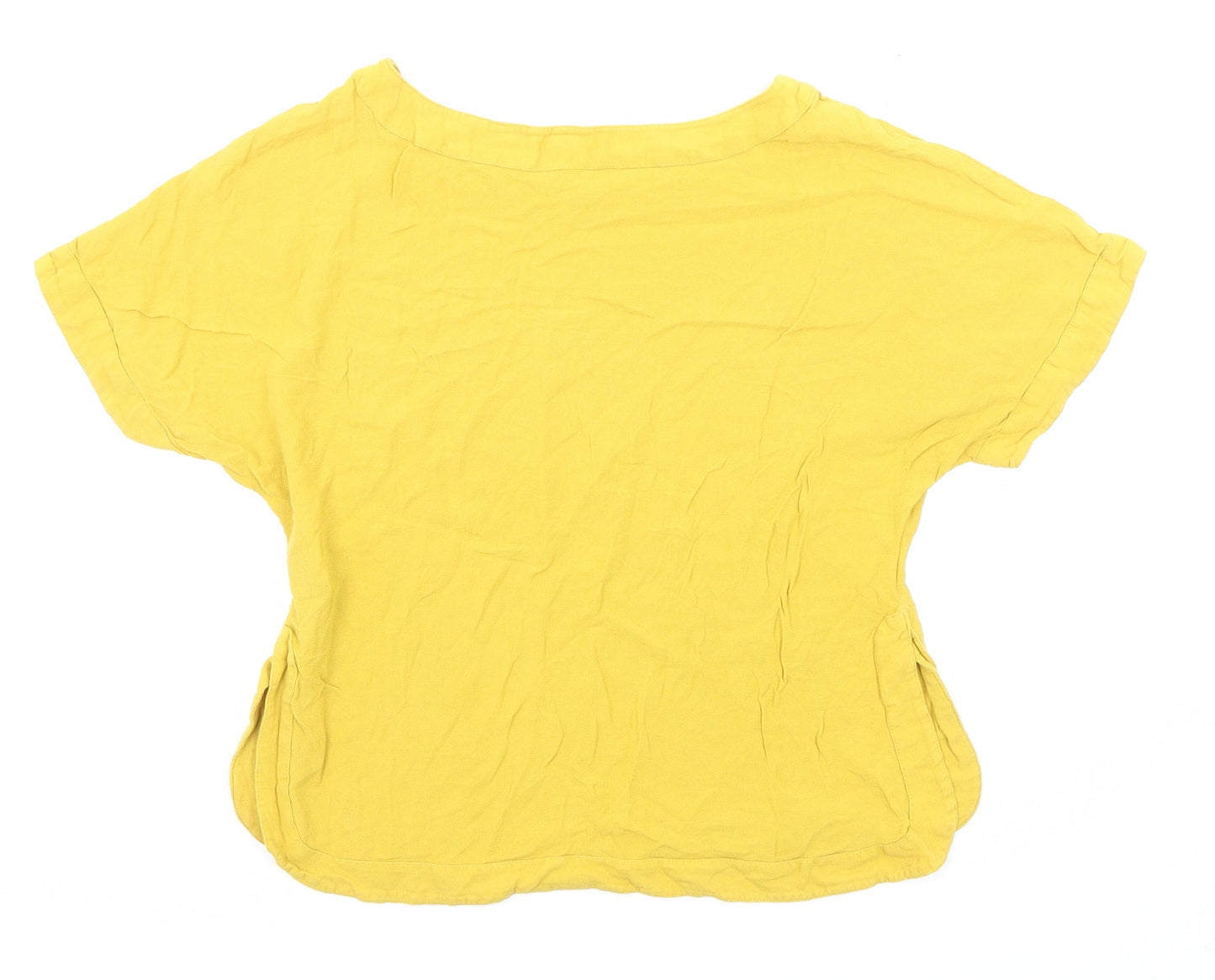 H&M Womens Yellow Viscose Basic T-Shirt Size 4 Round Neck