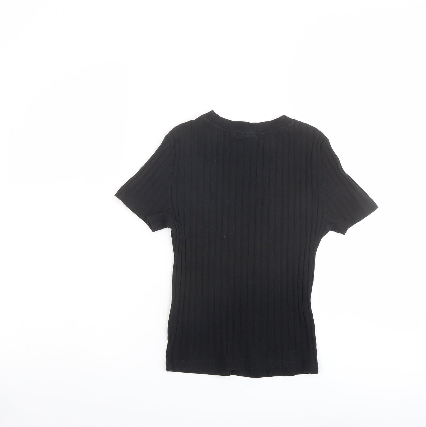 ASOS Womens Black Cotton Basic T-Shirt Size 6 Round Neck