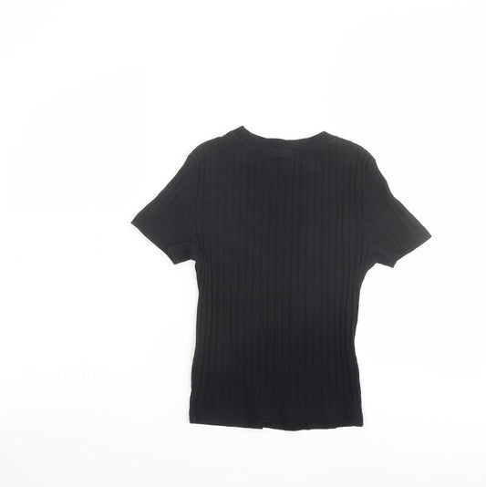ASOS Womens Black Cotton Basic T-Shirt Size 6 Round Neck