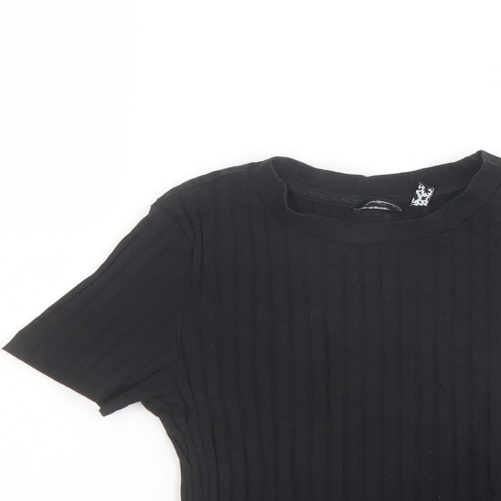 ASOS Womens Black Cotton Basic T-Shirt Size 6 Round Neck