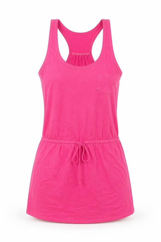 New Look Womens Pink Cotton Tank Dress Size 12 Round Neck Pullover