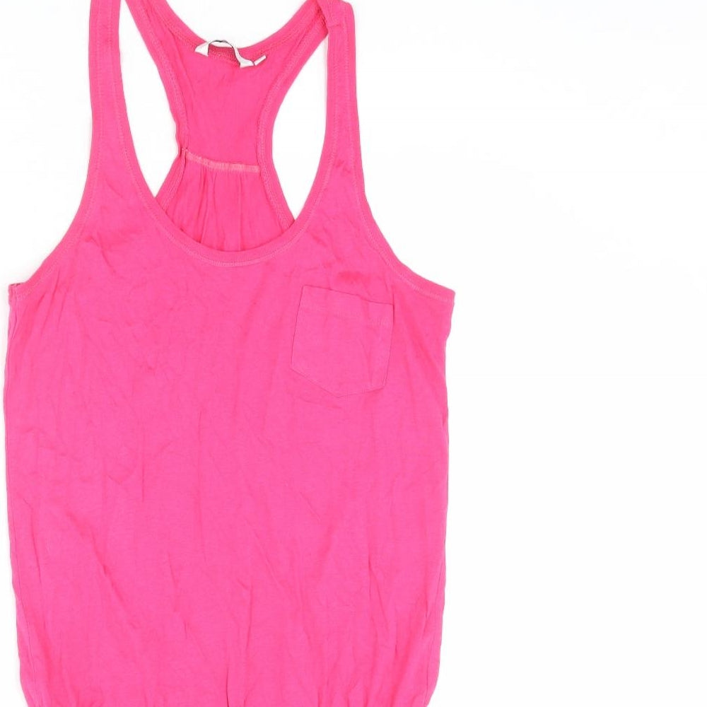 New Look Womens Pink Cotton Tank Dress Size 12 Round Neck Pullover
