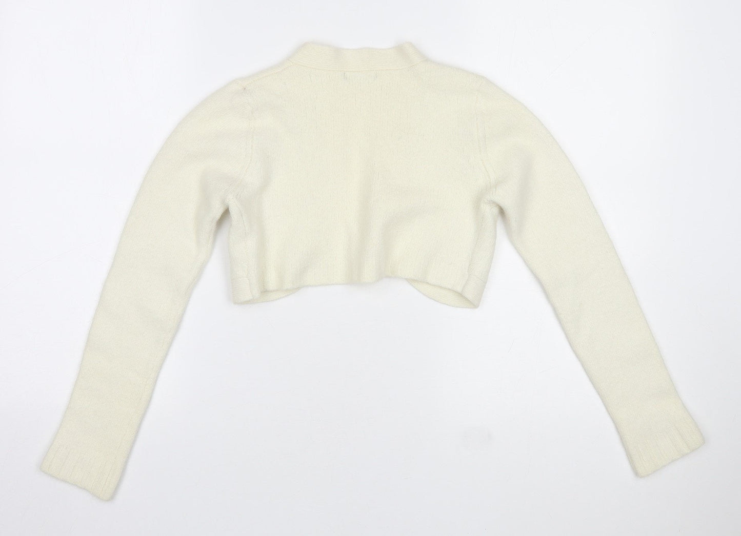 Dunnes Stores Womens Ivory V-Neck Nylon Cardigan Jumper Size 10