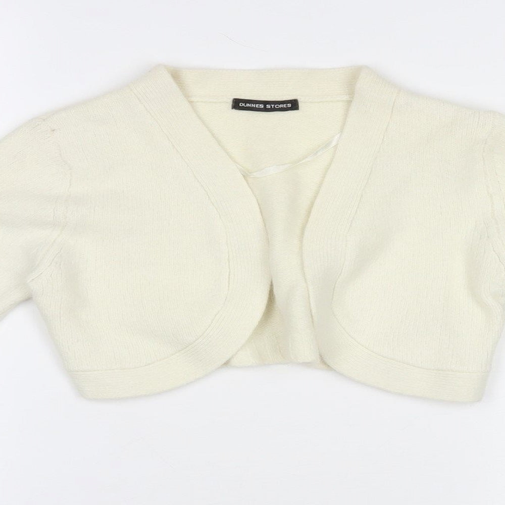 Dunnes Stores Womens Ivory V-Neck Nylon Cardigan Jumper Size 10