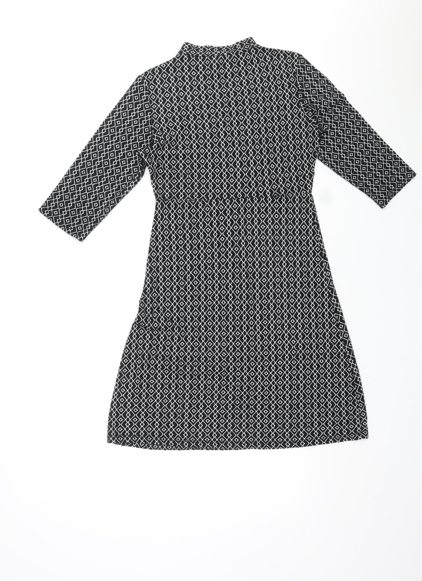 Zuiki Womens Black Geometric Polyester A-Line Size M Mock Neck Pullover