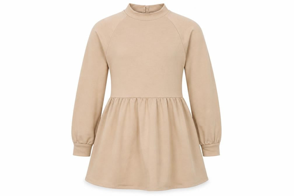 New Look Womens Beige Polyester Mini Size 8 Mock Neck Pullover