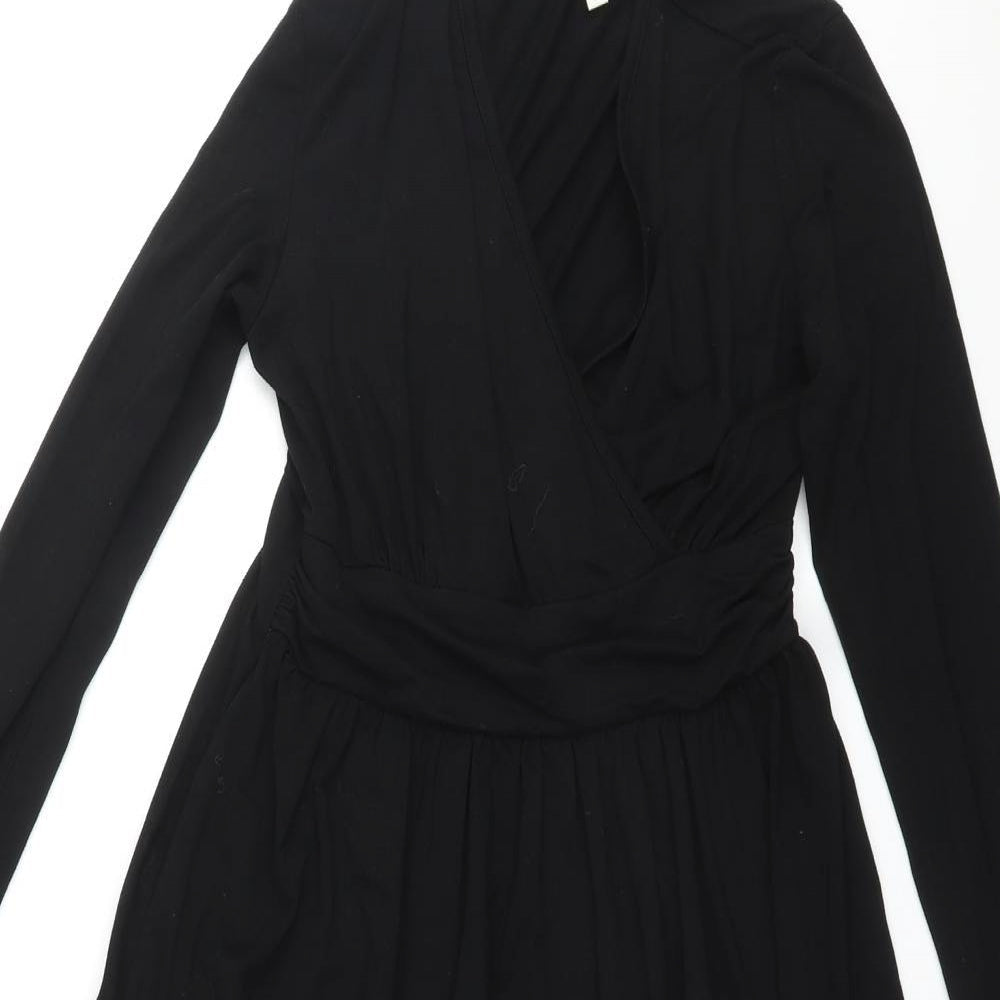 Grecerelle Womens Black Rayon A-Line Size M V-Neck Pullover