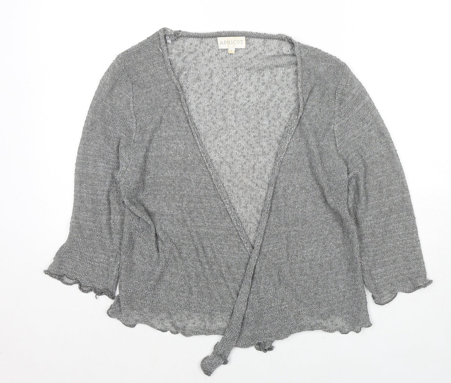 Apricot Womens Grey V-Neck Polyester Cardigan Jumper Size M - Open
