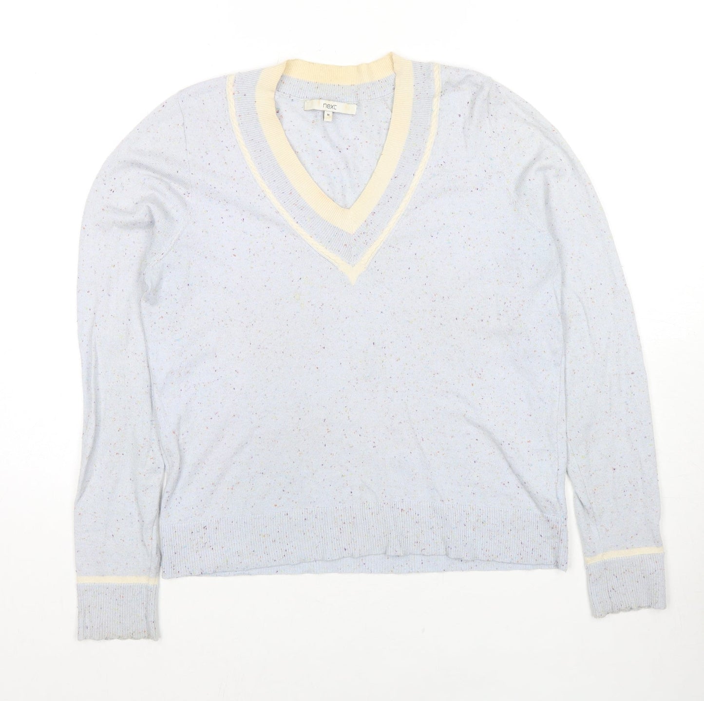 NEXT Womens Grey V-Neck Viscose Pullover Jumper Size M