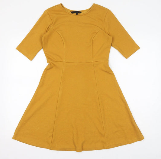 VERO MODA Womens Yellow Polyester Fit & Flare Size S Round Neck Pullover