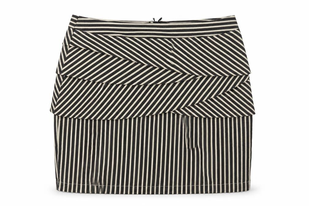 Stella Morgan Womens Black Striped Cotton Straight & Pencil Skirt Size S Zip