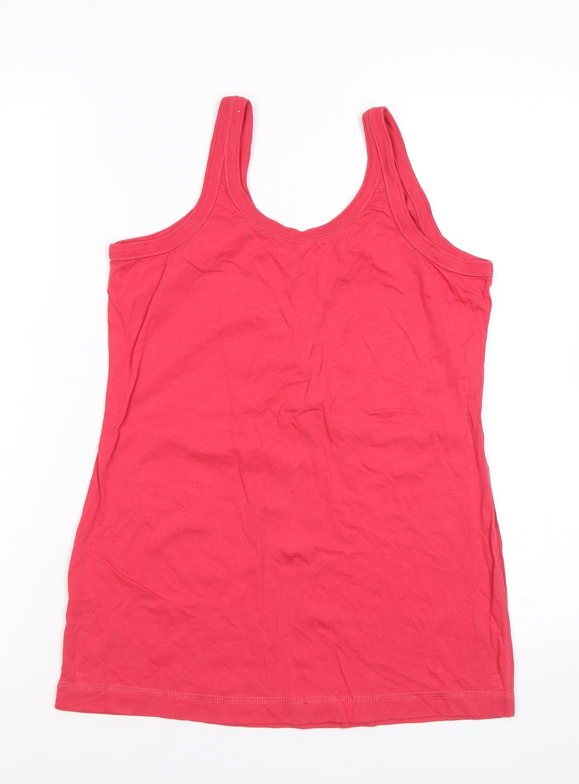 NEXT Womens Pink Herringbone Cotton Basic Tank Size M V-Neck