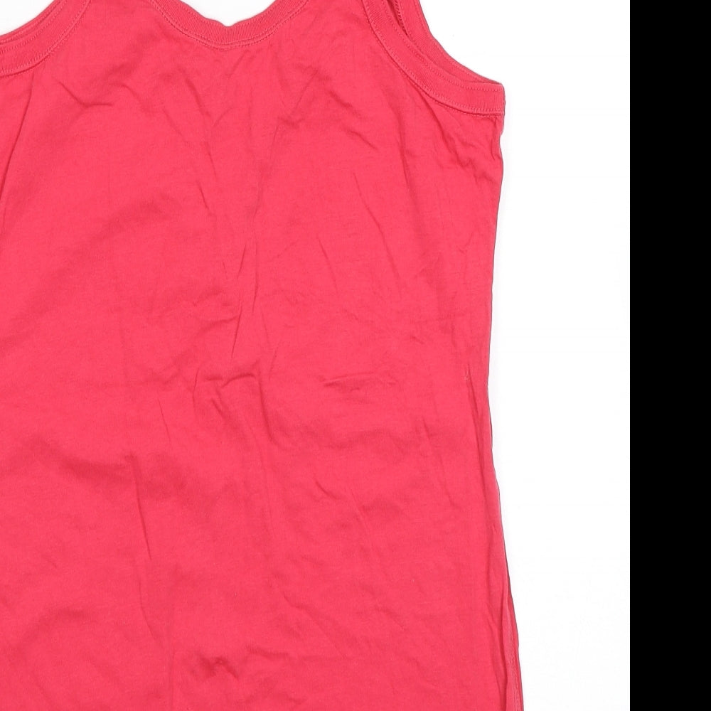 NEXT Womens Pink Herringbone Cotton Basic Tank Size M V-Neck