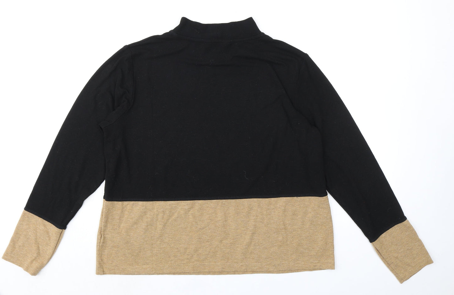 Marks and Spencer Womens Black Mock Neck Polyester Pullover Jumper Size 14
