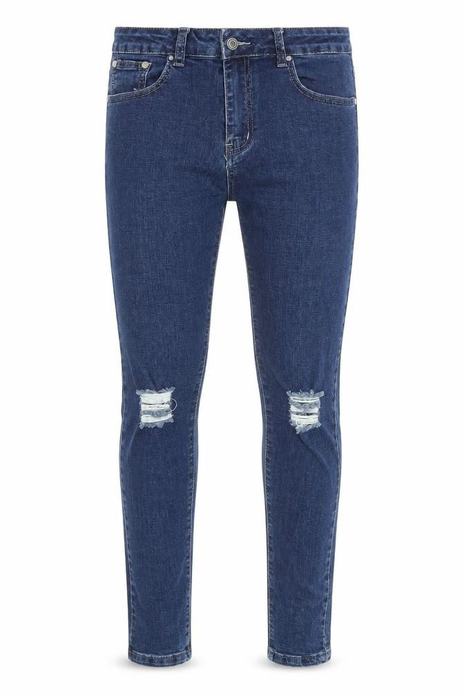 Boohoo Mens Blue Cotton Skinny Jeans Size 32 in L29 in Regular Zip