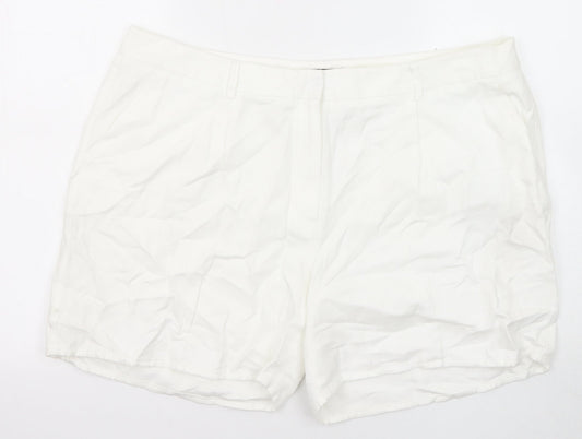 Autograph Womens White Cotton Basic Shorts Size 20 Regular Zip