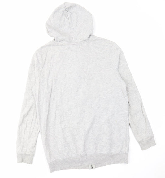 ASOS Womens Grey Cotton Full Zip Hoodie Size 6 Zip - Pockets Drawstring
