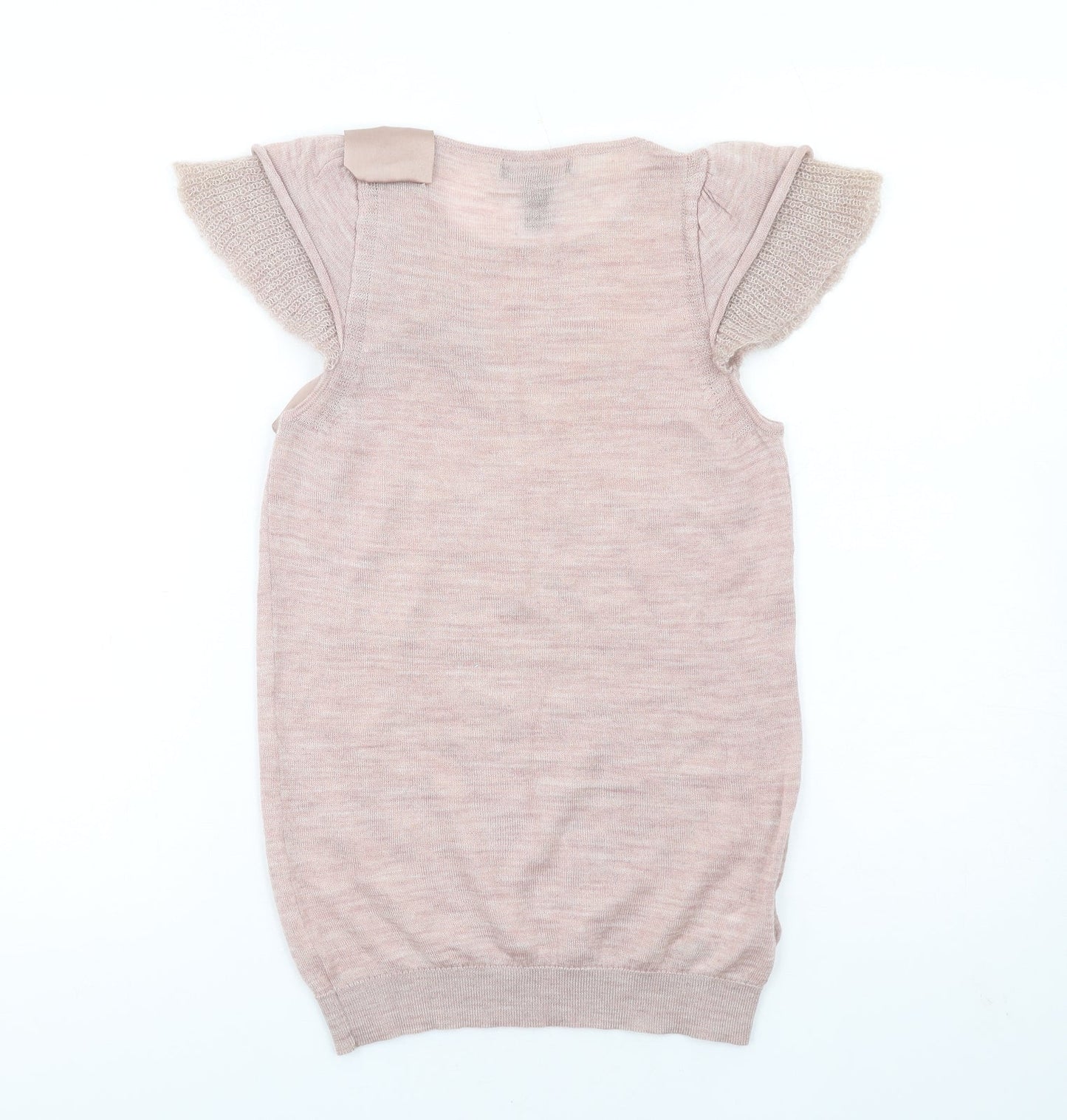 Mango Womens Pink Round Neck Acrylic Pullover Jumper Size M - Bow Detail