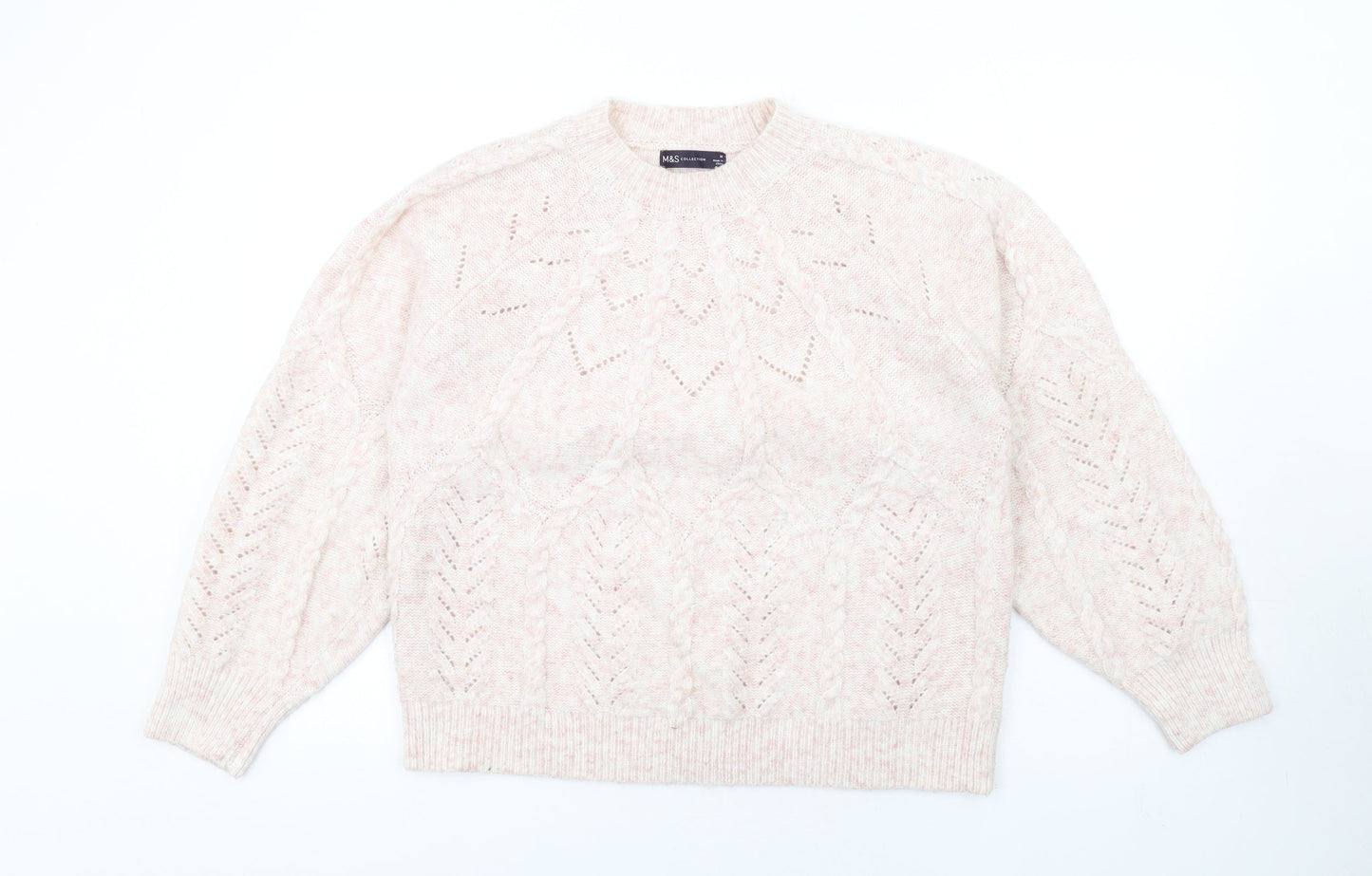 Marks and Spencer Womens Pink Round Neck Polyester Pullover Jumper Size M