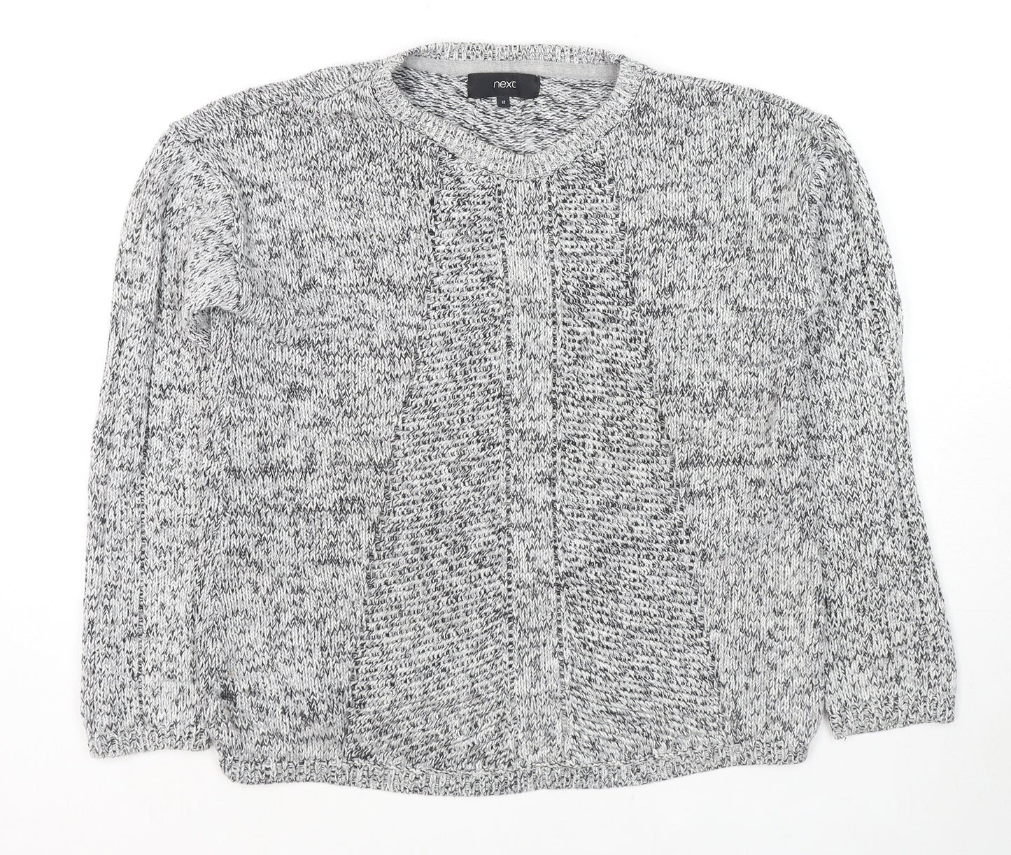 NEXT Womens Grey Round Neck Cotton Pullover Jumper Size 12